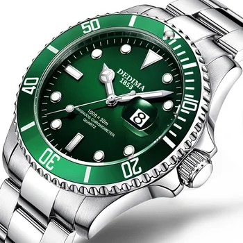 Os homens de Verde Esmeralda Homens do Relógio de Pulso, Relógios de 30M à prova d'água de Quartzo Relógio de Aço Inoxidável Completa Horas Topo de relógios de Luxo A3631