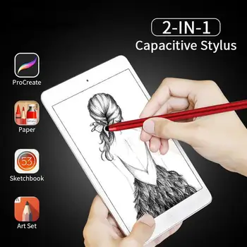 Portátil 2 em 1 Caneta Stylus Capacitiva de Toque da Tela do Desenho a Lápis Caneta para Tablet Android Smartphone, Acessórios Peças