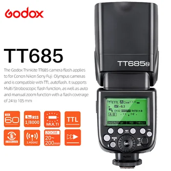 Godox TT685C TT685N TT685S TT685F TT685O TTL de Alta Velocidade de 2.4 GHz, Câmera, Flash Speedlight para Canon Nikon Sony Fuji Olympus DSLR