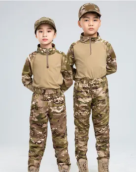 Crianças Meninos Tático Do Exército Uniforme De Manga Longa Crianças Militar Camuflagem Combate Camisa Calças Conjunto De Airsoft Formação Roupas De Caça
