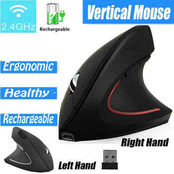 Recarregável Vertical sem Fio Mouse Ergonômico Computador Gamer Mause USB Óptico Direita, a Mão Esquerda de Jogos Mouses Para Computador Portátil