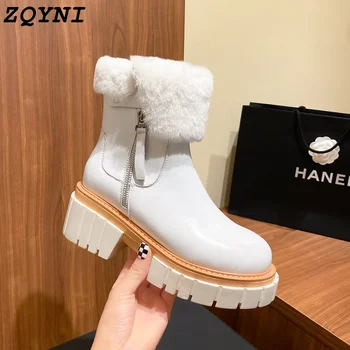 Zqyni - zapatos de tobillo de mujer zapatos de tacón alto estilo punk con plataforma informal botas de nieve de ocio femenino