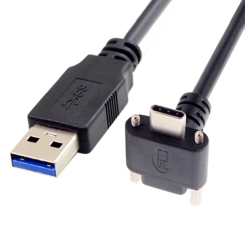 Xiwai USB 3.1-Tipo C Duplo Parafuso de Fecho para Baixo para Cima em Ângulo de 90 Graus Padrão USB3.0 Cabo de Dados para Câmera 500cm