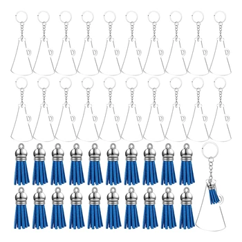20PCS Megafones Forma de Chaveiro de Acrílico Com Azul de Borla,3Inch Acrílico Transparente Cadeia em Branco,Para Chave de Cadeia Processo de DIY