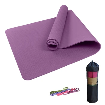 Yoga Iniciante de 6mm/de 8mm Eco-insípido Tapete de Yoga cor Sólida TPE Fitness Pilates Andar de Treino de Almofadas com Alça Saco de Yoga