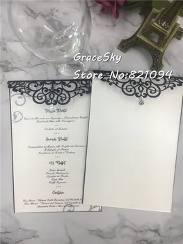 50pcs/monte 2019 Nova de Corte a Laser de Laço elegante Coroa Festa de Casamento Convites de Cartão Personalizado de cartões Personalizados de Casamento de Suprimentos