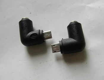 3pcs DC 5.5x2.1mm Fêmea para Micro USB B Masculino 5pin Interface de 90 Ângulo Direito Graus Adaptador de Soquete do Plugue do Conector Para Cabo Etc.
