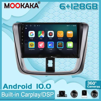 6+128GB Android10 Para Toyota Vios Yaris 2014-17 Carplay Radio Player de Multimídia de Carro GPS de Navegação de Unidade de Cabeça com Tela Estéreo