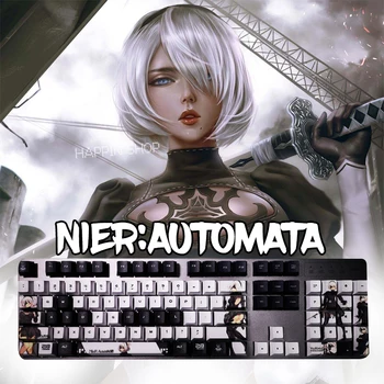 NieR:Autômatos Anime Retro Cybersport Pbt Jogos Personalizados Keycaps Para a Cherry MX Muda - se Encaixa a Maioria dos Teclados Mecânicos Bege