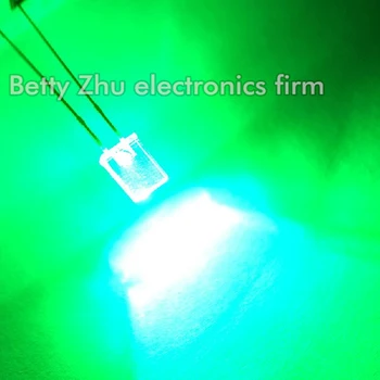 1000PCS/MONTE DIODO emissor de luz do diodo emissor de praça 2 * 5 * 7mm escudo transparente destacado cabelo verde esmeralda luz, água clara