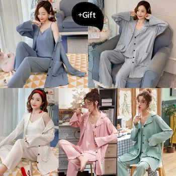 3 Conjuntos de rendas Roupão de Banho Pijamas Sexy de pijamas, Pijamas Quimono Robe, Roupão de Outono Feminino Manto de Vestir Vestidos de Pijama Pijama