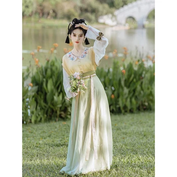 ZhongLingJi ZhaoLing 2022 Chinês Tradicional Roupas para Mulheres Tang Dysnaty Verão Impressão Bordado Hanfu de Fadas Diário Vestido