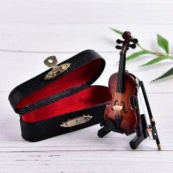 8cm de Madeira, Instrumentos Musicais Coleção de Enfeites Decoração de Modelo de Presentes Quente Mini Violino Com Suporte em Miniatura