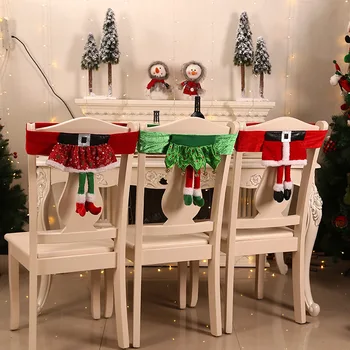 Natal Pano Tampa da Cadeira Para Cadeira de Jantar de Decoração de Natal do Velho Cinto Verde Elf Menina Saia de Ano Novo Decoração 46*30cm 1pc
