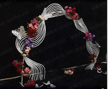 Casamento adereços Yingmeilu flor organizar utensílios de cozinha, ferro de cozimento laca T-estágio curvado em arco fontes do casamento