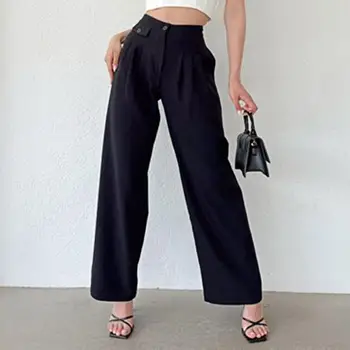 Mulheres Traje De Calças De 2022 Mulheres Calças De Ternos De Cintura Alta, Calças De Coreano Moda Office Senhora Elegante Casual Reta Calças Calças