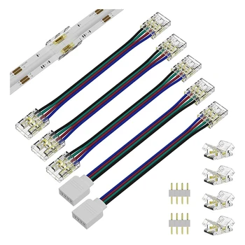 1Set 10Mm Conectores COB Luzes LED Strip RGB 4 Pinos Dupla Termina de Extensão Conectores De 4 Pinos Plug 5.5 No Fio de Extensão