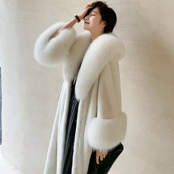 Luxuoso Casaco de Mulher Falsa Pele de Raposa de Y2k Jaqueta de Casacos de Inverno De 2022 Quente Longa e Elegante Europeu e Americano de Moda Fofo Ursinho de Roupas