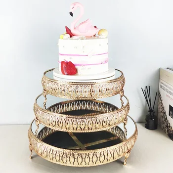 3pcs Metal bolo de casamento stand decoração de festa espelho bandeja de metal sobremesa de decoração de cupcake stand