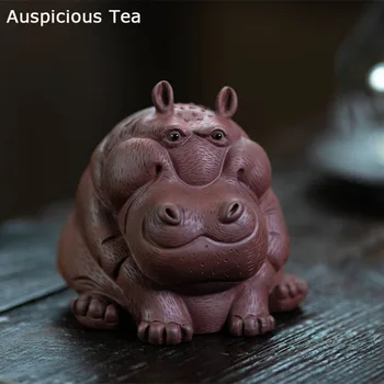 High-end Yixing Minério Cru Zisha Hipopótamo Chá de Estimação Artesanal Familiar Chá de Decoração de Mesa de Suprimentos Cerimônia do Chá Chinês Embalagem de Presente