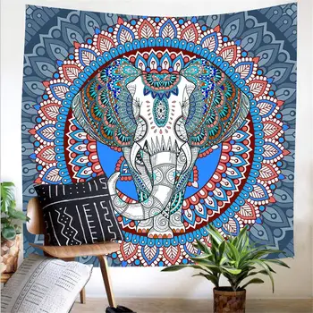 Étnica Elefante Azul Cinza Tapeçarias De Parede Indiano Tapeçarias
