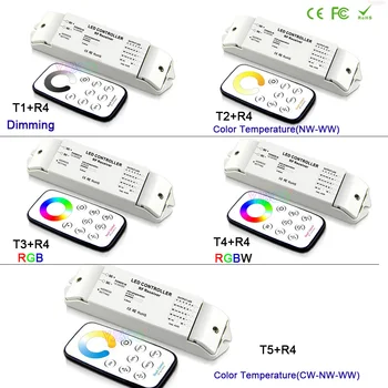 Bincolor DC12V / 24V CONDUZIU a Luz de Tira controlador de conjunto de escurecimento/CCT/RGB/RGBW/CW CCT dimmer Receptor sem fio & remoto lâmpada de fita Mudar