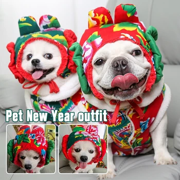 O Ano Novo Chinês Cão Traje Casaco De Roupa De Inverno Quente Roupas Pet Tang Terno Yorkie Da Pomerânia Poodle Schnauzer Roupas