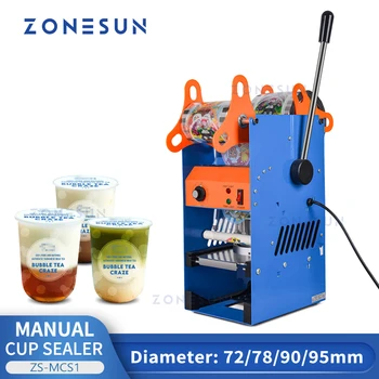 ZONESUN ZS-MCS1 Filme Plástico Manual Bolha Xícara de Chá de Vedação de Água da Máquina de Bebidas, de Alimentos Copa do Selador de Embalagens Ferramenta