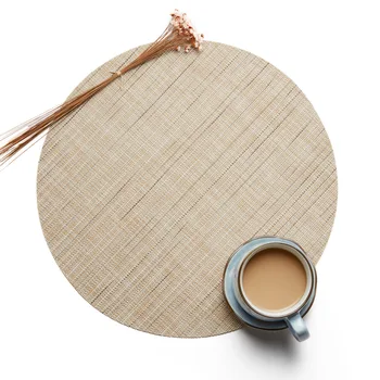 Rodada de Tecido de PVC guardanapo de papel de Bambu Padrão da Placa de Base Para a Decoração de Mesa de Não-deslizamento de Isolamento Térmico Ocidental Pad de Prato de Secagem de Tapetes