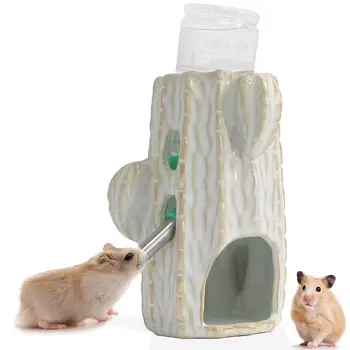2-em-1 Cacto Forma de Garrafa de Água de bebedouro Com 80 ml de Água Tanque de Paisagismo Suprimentos Para cobaia Hamster