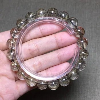 10mm Natural de Cabelo de Prata Rutilated Pulseira de Quartzo Para Mulheres Senhora Homens Riqueza Dom Raro Esferas de Cristal de Pedra de Fios de Jóias AAAAA