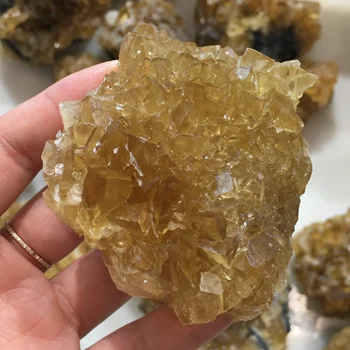 Natural Amarelo-Fluorite Mineral Pedra Bruta A Coleta De Amostra De Decoração De Casa