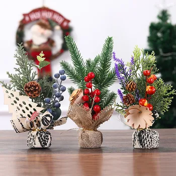 Miniatura De Decoração De Natal Artificiais Pequenas Arquitetura Da Paisagem De Árvores De Artesanato De Natal De Mesa, Decoração Navidad Presentes