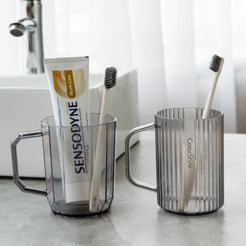 Criativo casal escovar copa wc bochechos copa de lavar copo de plástico transparente copa escova de dentes cilindro escova de dentes caixa
