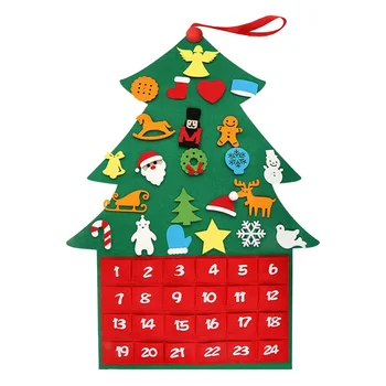 Decoração da Casa do natal DIY Senti Árvore de Natal Pendurado na Parede Árvore de Natal de Calendários do Advento do Boneco de neve Ornamento Ano Novo Garoto Presente