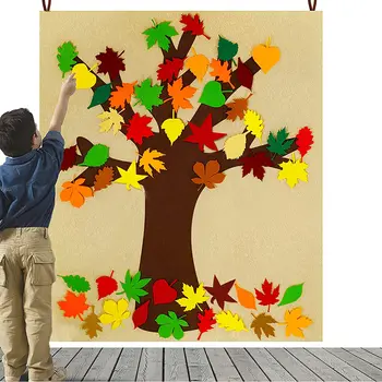 52 pcs Destacável Outono Folha de 2mm Senti Árvore Bebê Ocupado Conselho Montessori Brinquedo para Crianças em sala de Aula de Artesanato de ação de Graças Atividade