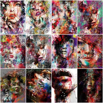 HUACAN DIY Pintura a Óleo Pelo Número de Mulher de Desenho Em Tela Colorir Por Números Retrato Kits de Parede Moderna da Arte finala