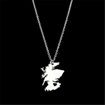 Quente o transporte da gota de moda colar de Aço Inoxidável da Escócia Mapa colar geométrico pingente do Reino Unido jóias de presente