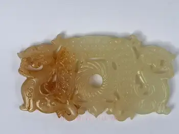 YIZHU CULTUER ARTCollection China Antiga Jade Mão Escultura de Dragão de Jade Pingente Disco Dom Maravilhoso