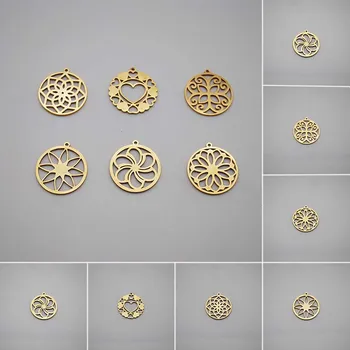 Shuangshuo 5pcs/muito Vintage Geometria Rodada Mandala Flor Pingente Charme de Jóias, Acessórios, Colar, Pulseira de Fazer