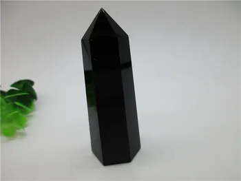 Muito Natural, Obsidiana, Quartzo Cristal Único Terminada A Varinha Ponto De Cura