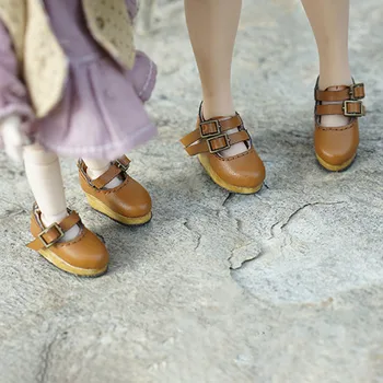 OB11 boneca sapatos são adequados para 1/12 do tamanho de moda de nova cunhas ● Mori sapatos com grão de madeira único marrom e preto