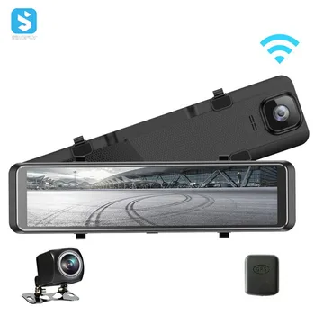 4K Espelho Traço Cam 12 polegadas de Tela Cheia Gravador de Vídeo do Carro da Visão Nocturna Câmera do Carro DVR