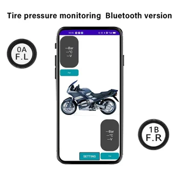 Carro Moto TPMS Bluetooth Pressão dos Pneus, Sistema de Monitoramento Externo do Pneu Sensor de Pressão Com 2 Sensores Externos App