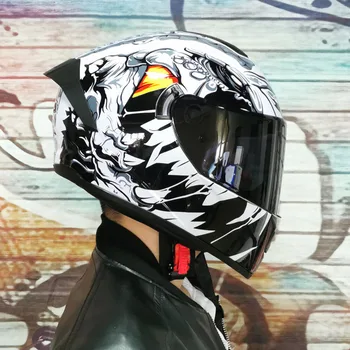 Moto capacetes integrais Homens Duplo viseiras de corrida de Inverno quente capacete de Motocicleta Capacete ABS Moto Capacete Motocross
