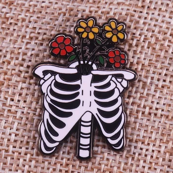 Esqueleto Crânio De Halloween Punk Esmalte Duro Pin Emblema