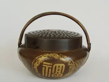Colecionáveis Dinastia Qing (QianLong1722-1783)cobre Fogão,com marca,Decoração,Frete Grátis
