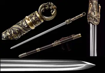 Artesanal de Qualidade Superior Kung Fu Espada Afiada HRC60 Dobrada de Aço Carbono de Wushu Rei Dragão Jian Full Tang