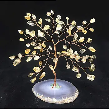 Feng Shui Árvore De Dinheiro, Natural De Curar Cristal Árvore De Dinheiro Caiu De Pedra Preciosa Ornamento Estatueta Traz Riqueza, Boa Sorte