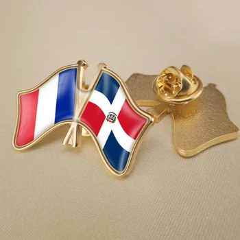 A frança e a República Dominicana Cruzado Duplo Amizade Bandeiras Alfinetes de Lapela Broche de Crachás
